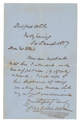 Lot #307. Charles Dickens Autograph Letter Signed