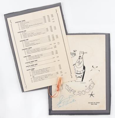 Lot #609 Frank Sinatra Signed Cafe Society Menu Cover - Image 1