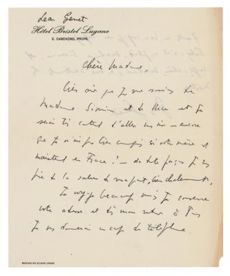 Lot #343 Jean Genet Autograph Letter Signed - Image 1