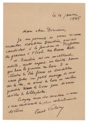 Lot #361 Paul Valery Autograph Letter Signed - Image 1