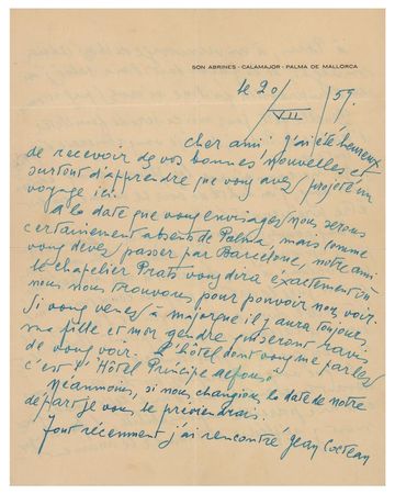 Lot #270 Joan Miro Autograph Letter Signed - Image 1