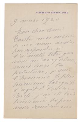Lot #271 Claude Monet Autograph Letter Signed - Image 1
