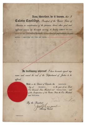 Lot #41 Calvin Coolidge Document Signed as President - Image 1