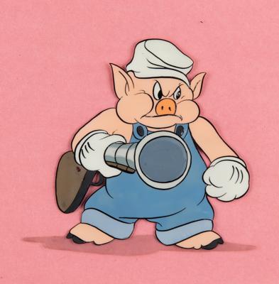 Lot #687 Practical Pig production cel from Three Little Wolves - Image 1