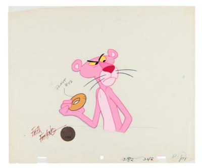 Lot #916 Friz Freleng signed production cel and drawing from The Pink Panther Show Production Cel and Drawing - Image 1