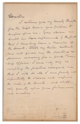 Lot #181 John Sherman Handwritten Speech Accepting Nomiation as President Pro Tempore of the Senate - Image 1