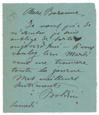 Lot #286 Giovanni Boldini Autograph Letter Signed - Image 1