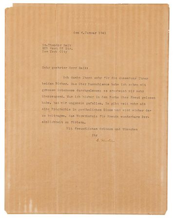 Lot #107 Albert Einstein Typed Letter Signed on Freud - Image 1