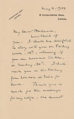 Lot #182 Charles Scott Sherrington Autograph Letter Signed - Image 1