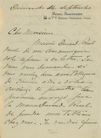 Lot #264 Mary Cassatt Autograph Letter Signed - Image 1