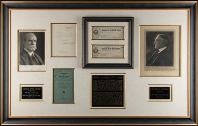 Lot #19 Warren G. Harding (2) Presidential Paychecks on Harding/Hughes Autograph Display - Image 1