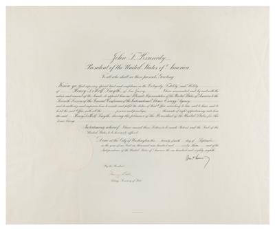 Lot #25 John F. Kennedy Document Signed as President for International Atomic Energy Agency - Image 1