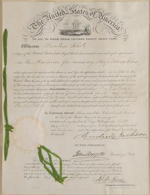 Lot #7 Andrew Jackson Patent Document Signed as President - Image 2