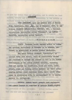 Lot #469 Hattie McDaniel Signed Contract (Two Weeks After Gone With the Wind Premiere) - Image 2