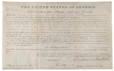 Lot #8 Andrew Jackson Document Signed as President - Image 1