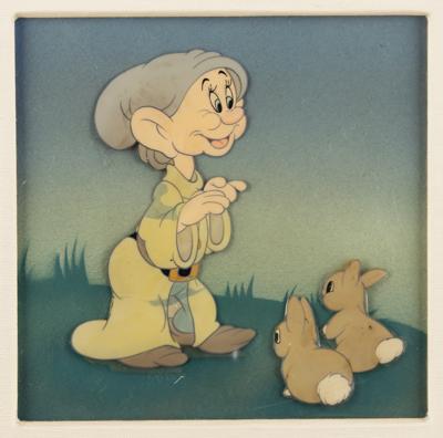 Lot #695 Dopey and bunnies production cels from Snow White and the Seven Dwarfs - Image 1
