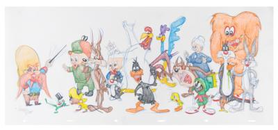 Lot #794 Looney Tunes original panorama drawing by