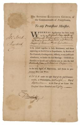 Lot #73 Joseph Reed and Timothy Matlack Document