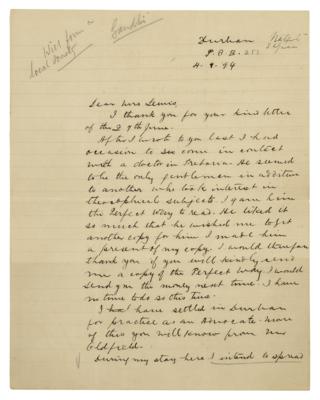 Lot #96 Mohandas Gandhi Autograph Letter Signed (1894) on Theosophy - Image 1