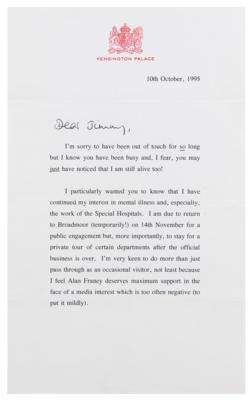 Lot #87 Princess Diana Typed Letter Signed to Jimmy Savile - Image 1