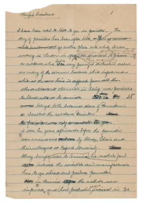 Lot #109 Alexander Fleming Handwritten Manuscript