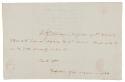 Lot #2 Thomas Jefferson Signed 1805 Invitation and Rare 'J' Armorial Serving Bowl - Image 1