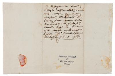 Lot #2 Thomas Jefferson Signed 1805 Invitation and Rare 'J' Armorial Serving Bowl - Image 2