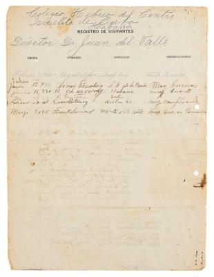 Lot #108 Albert Einstein Signed Guestbook Page From His 1930 Trip to Havana, Cuba - Image 1