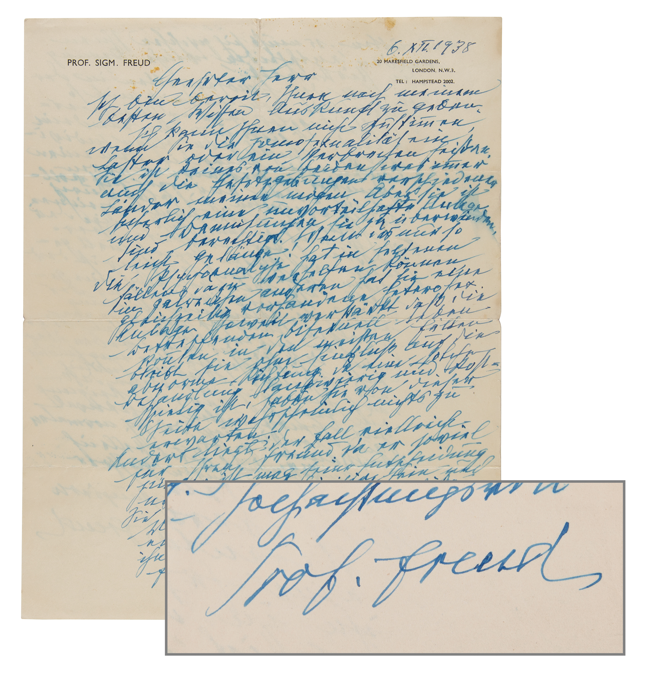 Lot #6040 Sigmund Freud Rare Autograph Letter Signed on Homosexuality, 