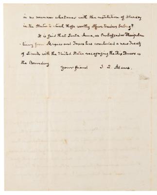 Lot #6013 John Quincy Adams Autograph Letter Signed on Slave Trade - Image 2