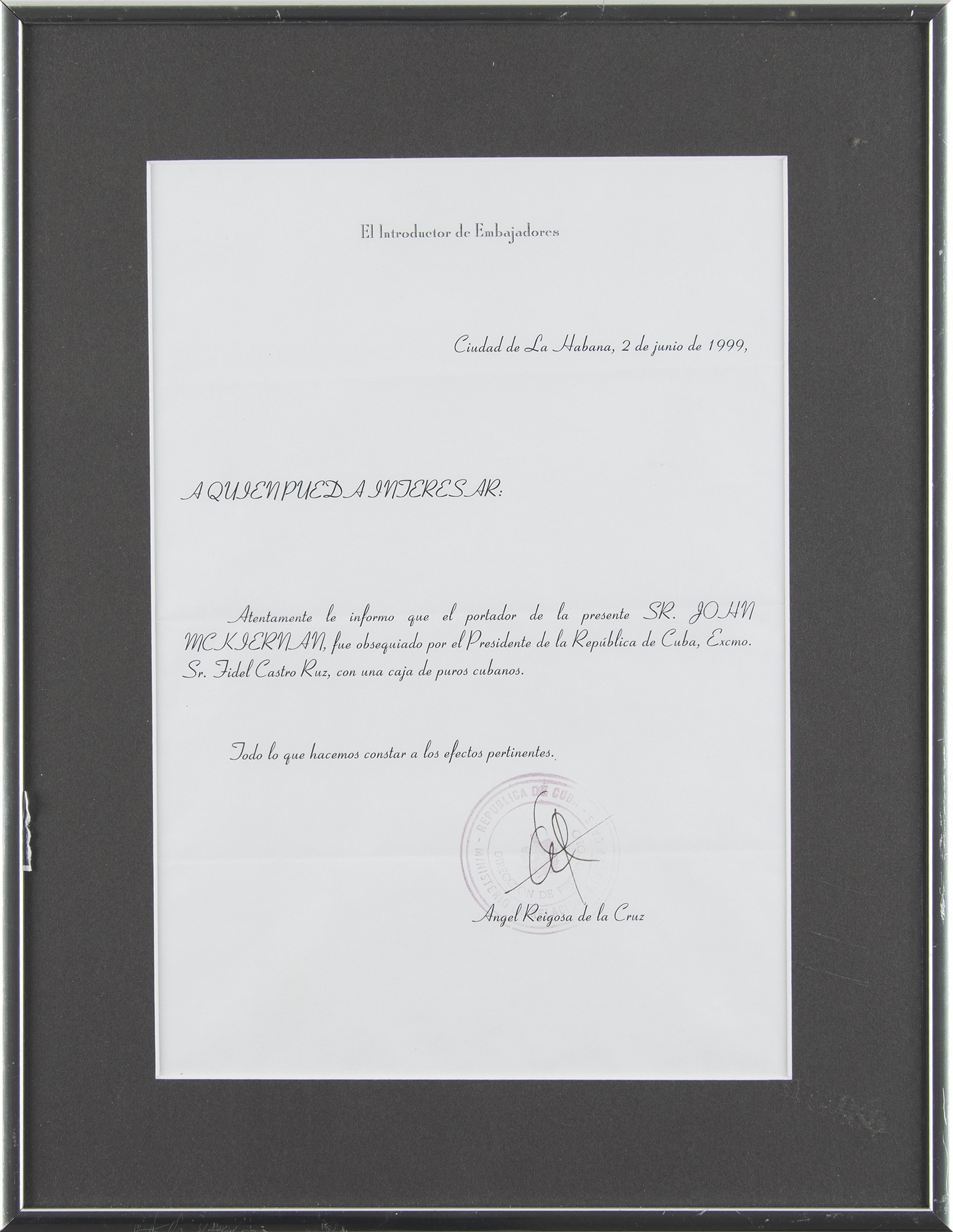 Lot #6056 Fidel Castro Signed Cigar Box for an American Sailor - Image 11
