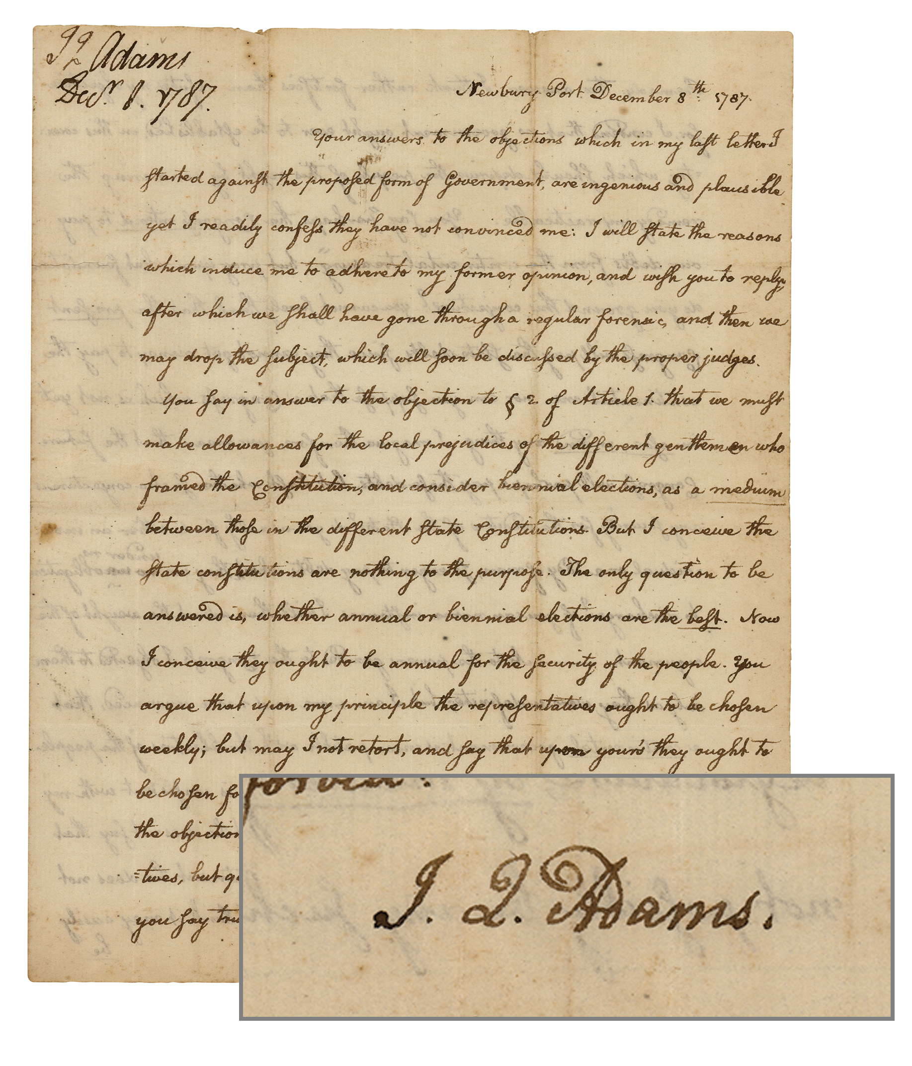 Lot #6012 John Quincy Adams Autograph Letter