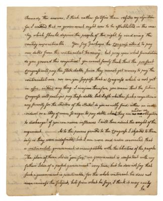 Lot #6012 John Quincy Adams Autograph Letter Signed as 20-Year-Old on Newly Drafted US Constitution (1787) - Image 3