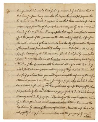 Lot #6012 John Quincy Adams Autograph Letter Signed as 20-Year-Old on Newly Drafted US Constitution (1787) - Image 4
