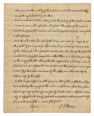 Lot #6012 John Quincy Adams Autograph Letter Signed as 20-Year-Old on Newly Drafted US Constitution (1787) - Image 5