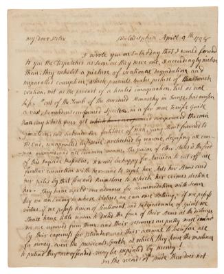 Lot #6004 Abigail Adams Autograph Letter Signed as First Lady on French Revolution: 