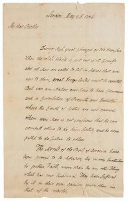 Lot #6001 John Adams Autograph Letter Signed on Debt Defaults Under Treaty of Paris: 