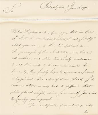 Lot #6007 Thomas Jefferson Signed American Philosophical Society Certificate - Image 5