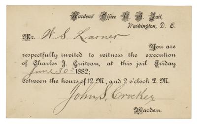 Lot #6051 Charles Guiteau Execution Invitation Card - Image 1