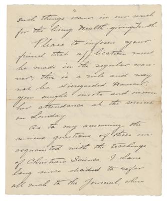 Lot #6036 Mary Baker Eddy Autograph Letter Signed: 
