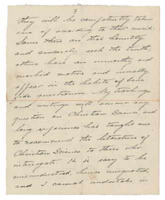 Lot #6036 Mary Baker Eddy Autograph Letter Signed: 