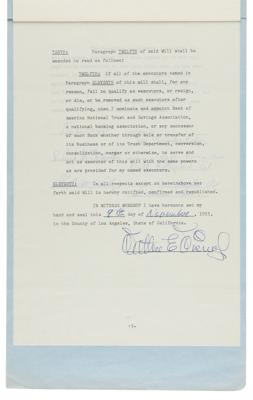 Lot #6076 Walt Disney Signed 1955 Codicil to His Last Will and Testament - Image 1