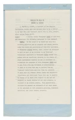 Lot #6076 Walt Disney Signed 1955 Codicil to His Last Will and Testament - Image 2