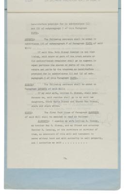 Lot #6076 Walt Disney Signed 1955 Codicil to His Last Will and Testament - Image 5