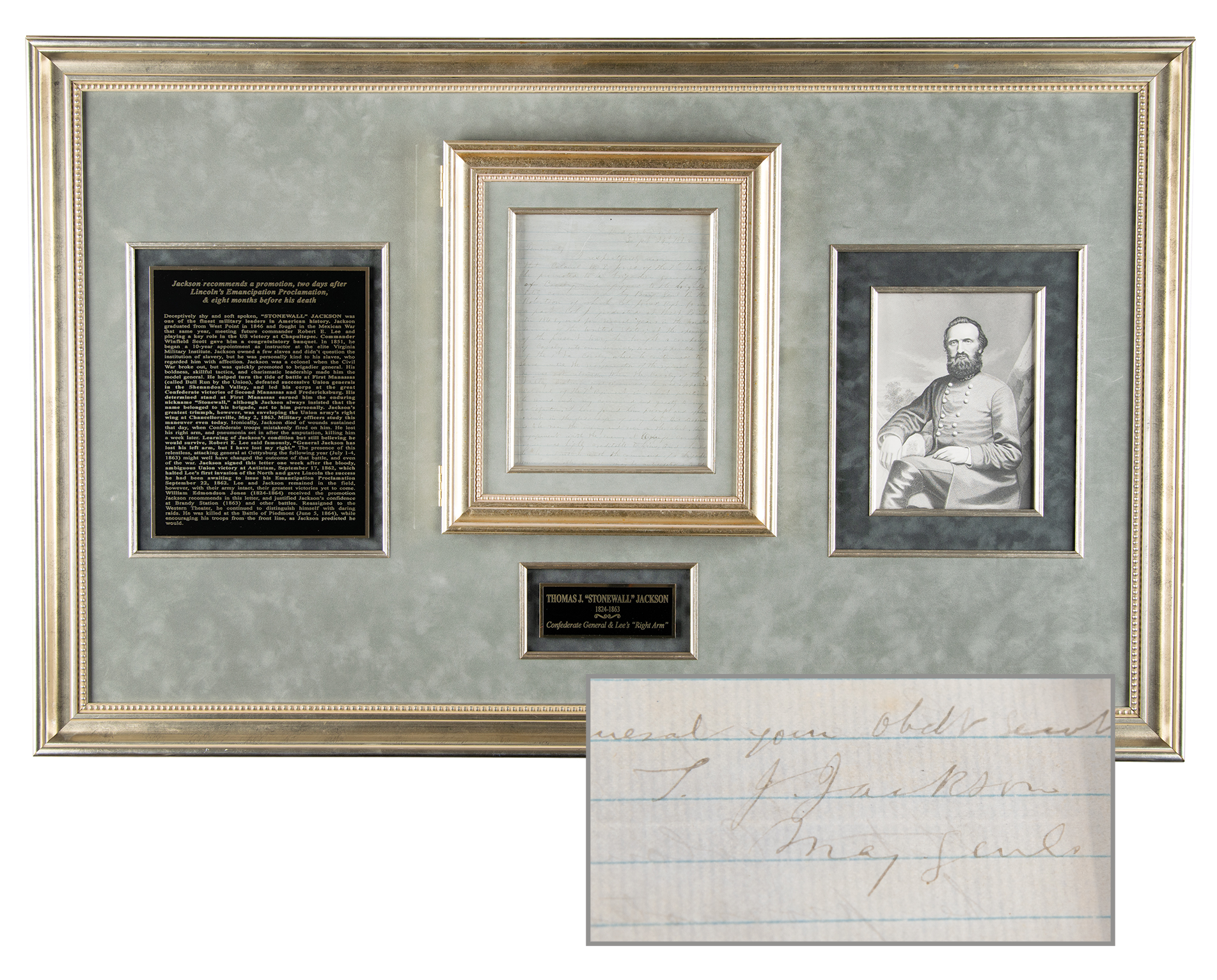Lot #6034 Thomas J. 'Stonewall' Jackson Letter of Recommendation for Cavalry Commander William 'Grumble' Jones - Image 1