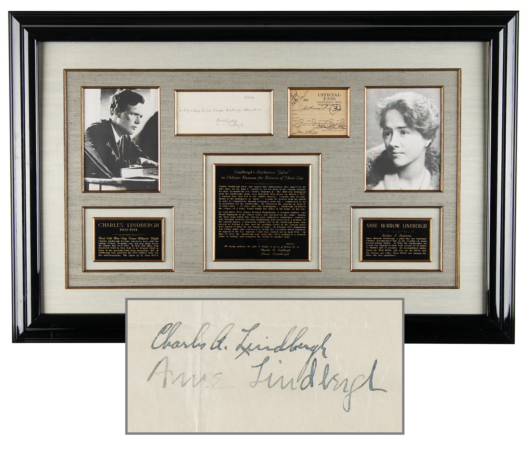 Lot #6059 Charles and Anne Lindbergh Approve John Condon as Ransom Middleman Nine Days After Kidnapping - Image 1