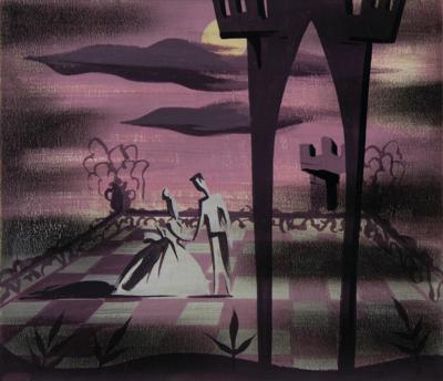Lot #6078 Mary Blair concept painting of Cinderella and Prince Charming from Cinderella - Image 1