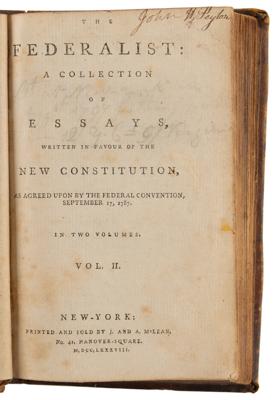 Lot #6011 Alexander Hamilton: The Federalist Papers (Extremely Rare Original 1788 First Edition Printing, Vol. II) - Image 3