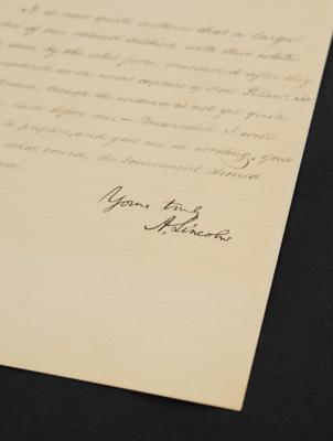 Lot #6016 Abraham Lincoln Letter Signed as President on Fort Pillow Massacre of Black Soldiers by Rebels - Image 2