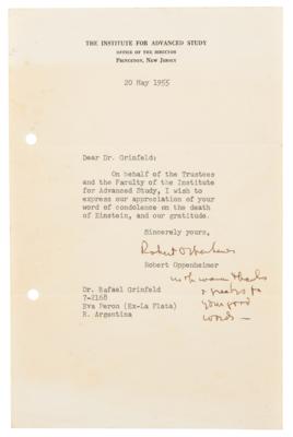 Lot #6063 Robert Oppenheimer Typed Letter Signed on Death of Albert Einstein - Image 1